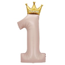 Шар Цифра, 1 Золотая корона, Розовый 124 см Шар Цифра, 1 Золотая корона, Розовый 124 см