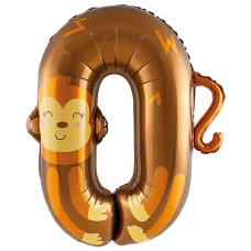 Шар Цифра, 0 Зверята, Обезьянка 102 см Шар Цифра, 0 Зверята, Обезьянка 102 см