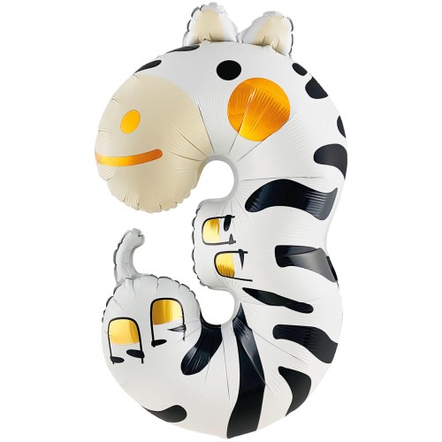 Шар Цифра, 3 Зверята, Зебра 102 см Шар Цифра, 3 Зверята, Зебра 102 см