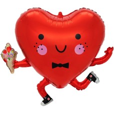 Шар Сердце, Влюбленный смайл, Красный 66 см Шар Сердце, Влюбленный смайл, Красный 66 см