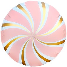 Шар Круг, Леденец, Розовый/Золото, Сатин 46 см
