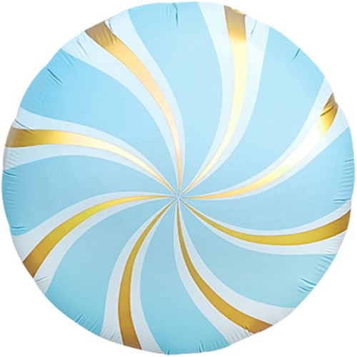 Круг, Леденец, Голубой/Золото, Сатин 46 см Круг, Леденец, Голубой/Золото, Сатин 46 см