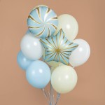 Круг, Леденец, Голубой/Золото, Сатин 46 см Круг, Леденец, Голубой/Золото, Сатин 46 см