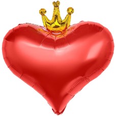 Шар Сердце, Золотая корона, Красный 46 см Шар Сердце, Золотая корона, Красный 46 см