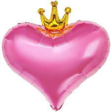 Шар Сердце, Золотая корона, Розовый 46 см Шар Сердце, Золотая корона, Розовый 46 см