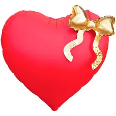 Шар Сердце, Золотой бант, Красный 56 см Шар Сердце, Золотой бант, Красный 56 см