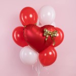 Сердце, Золотой бант, Красный 56 см Сердце, Золотой бант, Красный 56 см