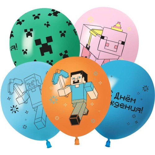 С Днем Рождения! Пиксельный Герой, Ассорти, майнкрафт 30 см С Днем Рождения! Пиксельный Герой, Ассорти, майнкрафт 30 см