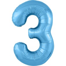 Шар Цифра, 3 Slim, Голубой 102 см