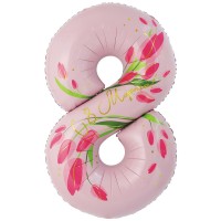 Шар цифра, 8 Марта, Тюльпаны, 86 см