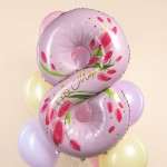 Цифра, 8 Марта, розовый с тюльпанами, высотой 86 см Цифра, 8 Марта, розовый с тюльпанами, высотой 86 см