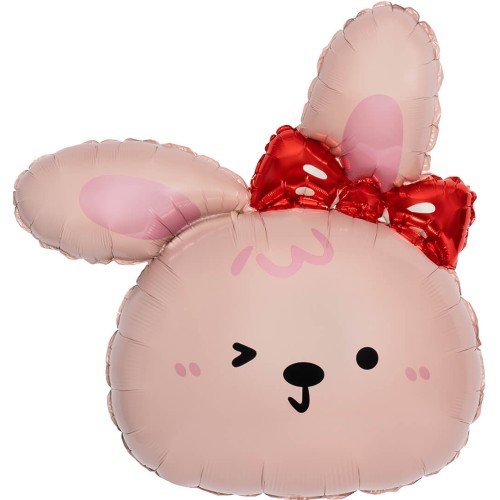 Розовый зайка с красным бантиком 71 см Розовый зайка с красным бантиком 71 см