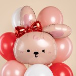 Розовый зайка с красным бантиком 71 см Розовый зайка с красным бантиком 71 см