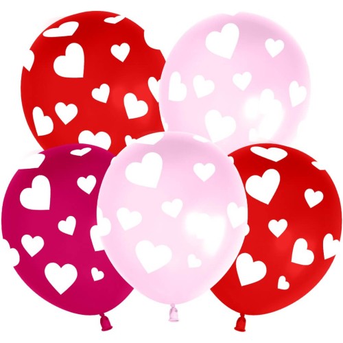 Латексный с рисунком сердечки, ассорти 30 см Латексный с рисунком сердечки, ассорти 30 см