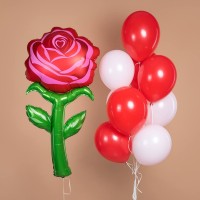 Композиция из шаров Цветок Роза и 9 латексных шаров