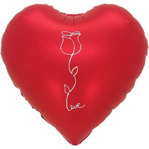Сердце, Роза, Красный, Сатин 46 см Сердце, Роза, Красный, Сатин 46 см