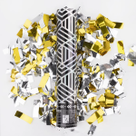 Пневмохлопушка (12/30 см), Геометрия, Прямоугольники фольга, Золото/Серебро, 1 шт., 823175