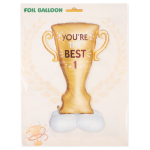 Шар 3D (61''/155 см) Фигура на подставке, Кубок, Ты Лучший, №1, Золото, Сатин, 1 шт. в уп., 24822