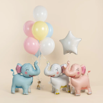 Шар (25''/64 см) Фигура 3D, Слоник, Белый, Сатин, 1 шт. в уп., 26859