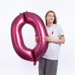 Шар (34''/86 см) Цифра, 0, Бордовый, Сатин, 1 шт. в уп., 131060V