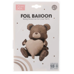 Шар (26''/66 см) Фигура 3D, Сидячий мишка с сердцем, Сатин, 1 шт. в уп., 24396