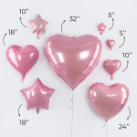 Шар с клапаном (10''/25 см) Мини-сердце, Розовый, 1 шт., 27238