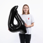 Шар (40''/102 см) Цифра, 4, Черный, Металлик, 1 шт. в уп., 27354