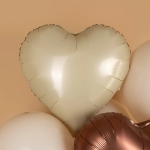Шар (18''/46 см) Сердце, Кремовый, Сатин, 1 шт., 23428