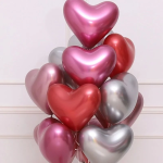 Шар (14''/36 см) Сердце, Зеркальный блеск, Серебро, хром, 50 шт.,