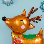 Шар 3D (37''/94 см) Фигура на подставке, Олень в красном шарфе, 1 шт. в уп., 24379