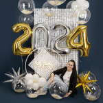 Шар 3D (26''/66 см) Звезда, Составная, Золото, Голография, 1 шт. в уп., 23966