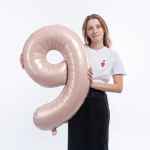 Шар (40''/102 см) Цифра, 9, Винтажная роза, Сатин, 1 шт. в уп., 26719