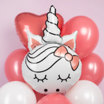 Шар (31''/79 см) Фигура, Единорог с бантиком, 1 шт., 24596