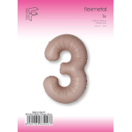 Шар (40''/102 см) Цифра, 3 Slim, Винтажная роза, Матовый, 1 шт. в уп., B901913MVR