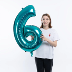 Шар (34''/86 см) Цифра, 6 Slim, Тиффани, 1 шт. в уп., 131406