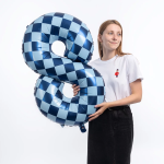 Шар (34''/86 см) Цифра, 8 Клеточки, Голубой/Синий, 1 шт. в уп., 26638