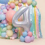 Шар (40''/102 см) Цифра, 4 Slim, Белый блеск, 1 шт. в уп., 941551