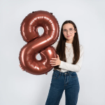 Шар (32''/81 см) Цифра, 8, Шоколадный, 1 шт. в уп., 26048