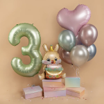 Шар (37''/94 см) Фигура 3D, Зайка с тортиком, 1 шт. в уп., 24877