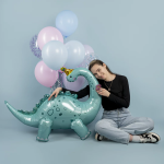 Шар (47''/119 см) Фигура 3D, Динозавр Бронтозавр в колпачке, 1 шт. в уп., 24555