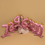 Шар (32''/81 см) Цифра на подставке, 7 Золотая корона, Розовый, 1 шт. в уп., 24197