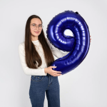 Шар (32''/81 см) Цифра, 9, Темно-синий, 1 шт. в уп., 26059
