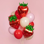 Шар 3D (28''/71 см) Фигура, Клубника, Красный, 1 шт. в уп., 26429