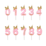 Свеча Цифра, 8 Золотой бант, на шпажке, Розовый, Металлик, 3,4*5,7 + 4 см, 1 шт. с держат., 802828