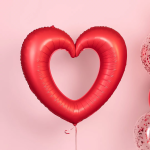 Шар (37''/94 см) Сердце, Контур, Красный, Сатин, 1 шт. в уп., 27458