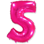 Шар (40''/102 см) Цифра, 5, Фуше, 1 шт. в уп., 901765FP