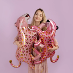 Шар (37''/94 см) Фигура, Леопард, Розовый, 1 шт. в уп., 19622P