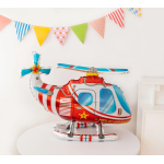 Шар (33''/84 см) Фигура 3D, Вертолет, Красный, 1 шт. в уп., 26026