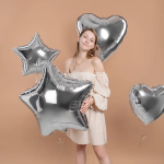 Шар (24''/61 см) Звезда, Серебро, Металлик, 1 шт., 27221