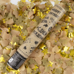 Пневмохлопушка (12/30 см), Твой День Рождения, Звезды и сердца тишью, звезды фольга, Крафт/Золото, М, 823150